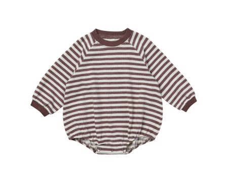 Crew Neck Romper Plum Stripe For Sale