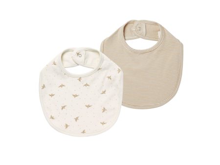 Jersey Snap Bib Doves, Latte Micro Stripe Cheap