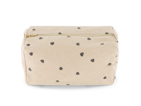 Vic Wash Bag Heart Print Sand Fashion