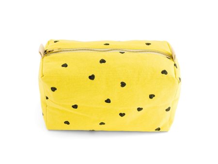 Vic Wash Bag Heart Print Lemon Yellow Online now