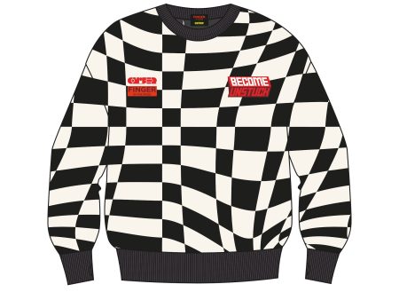 WAVE Black Twisted Checkers - Loose Sweater Online now